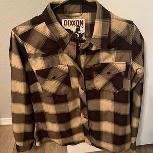 Women’s Flannel Dixxon Giddy Up Brown Top Medium
